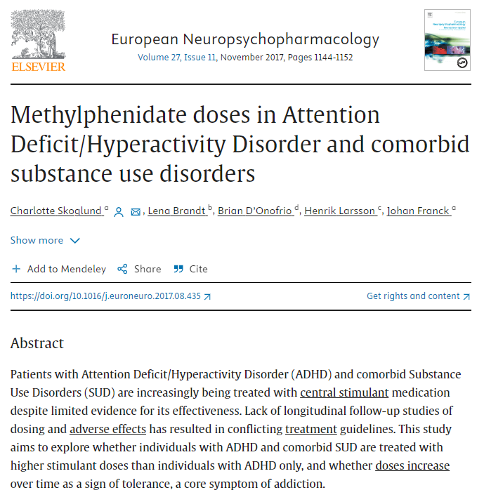 Methylphenidate, ADHD and addiction