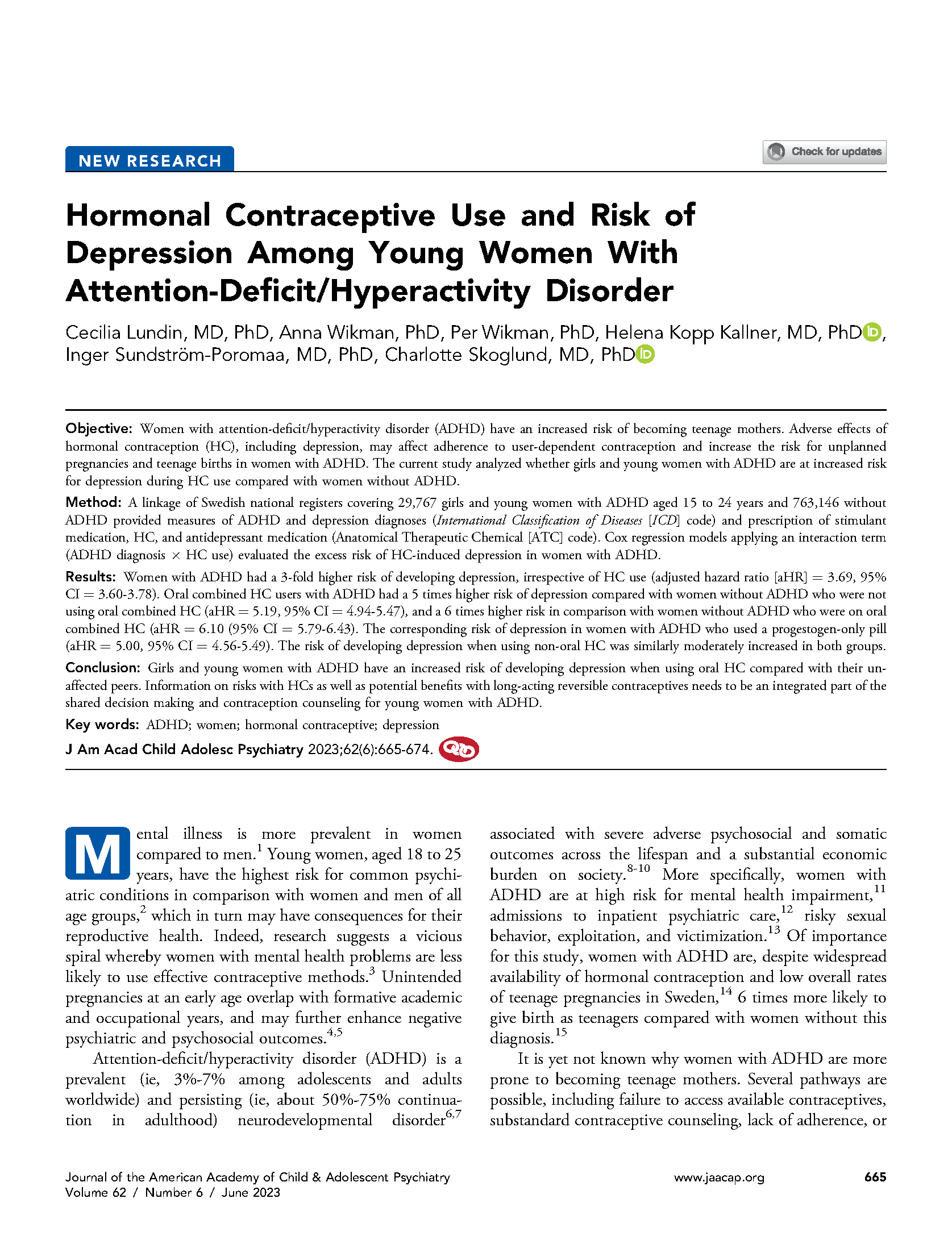 Teenage pregnancies and ADHD