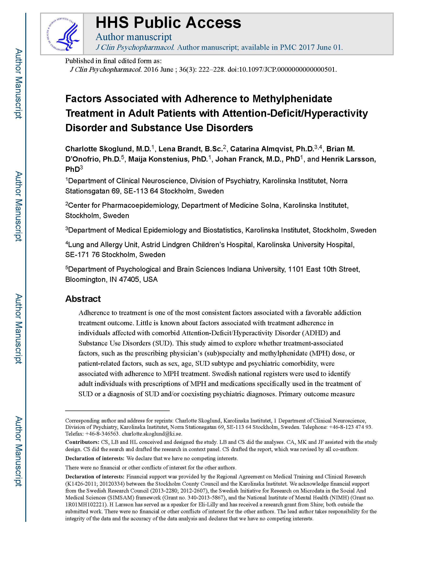 Adherence to ADHD medication