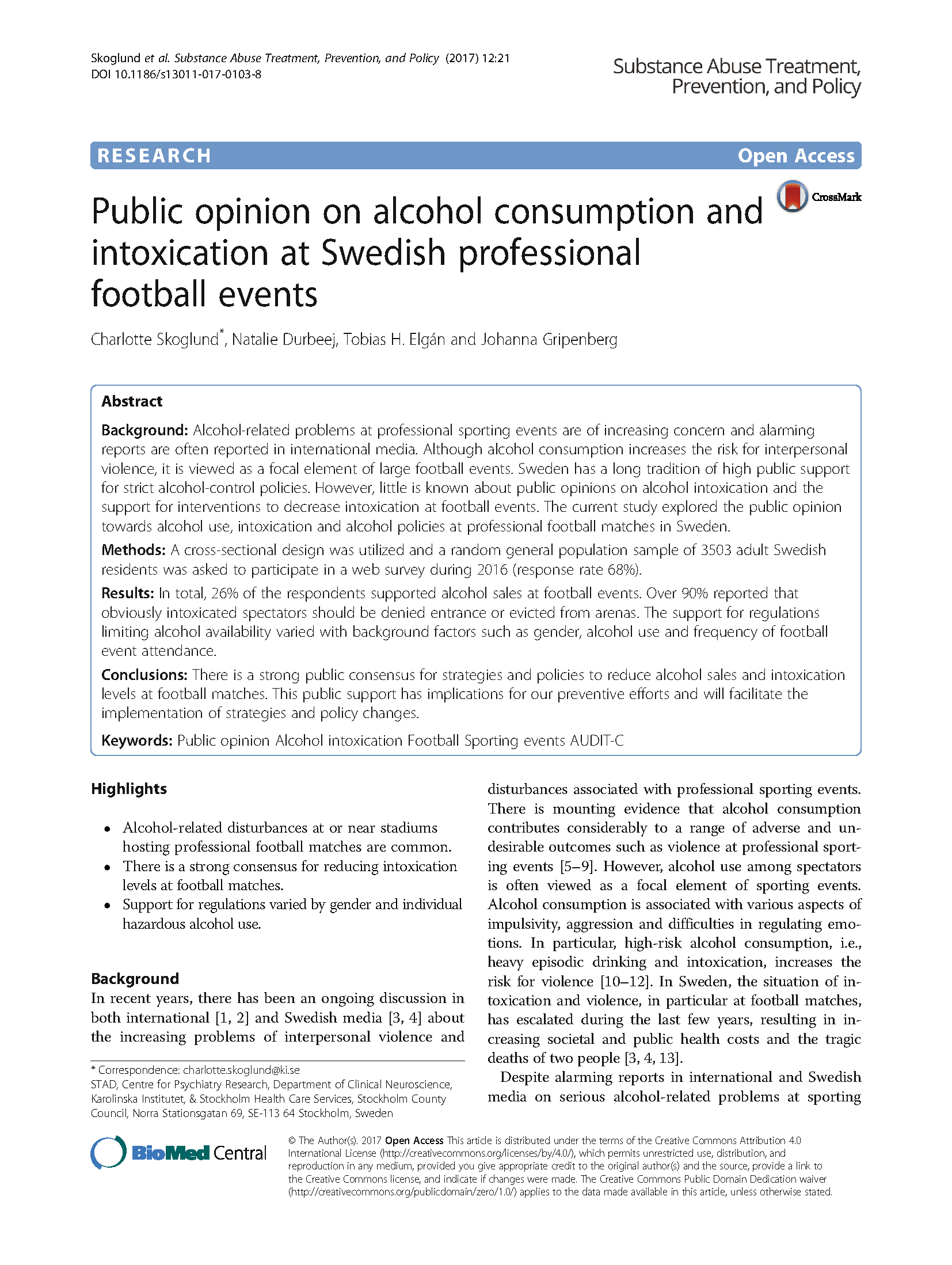 Soccer and alcohol consumption