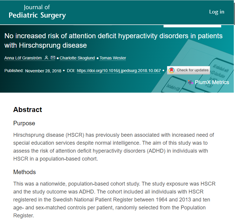 ADHD och Hirschsprungs sjukdom