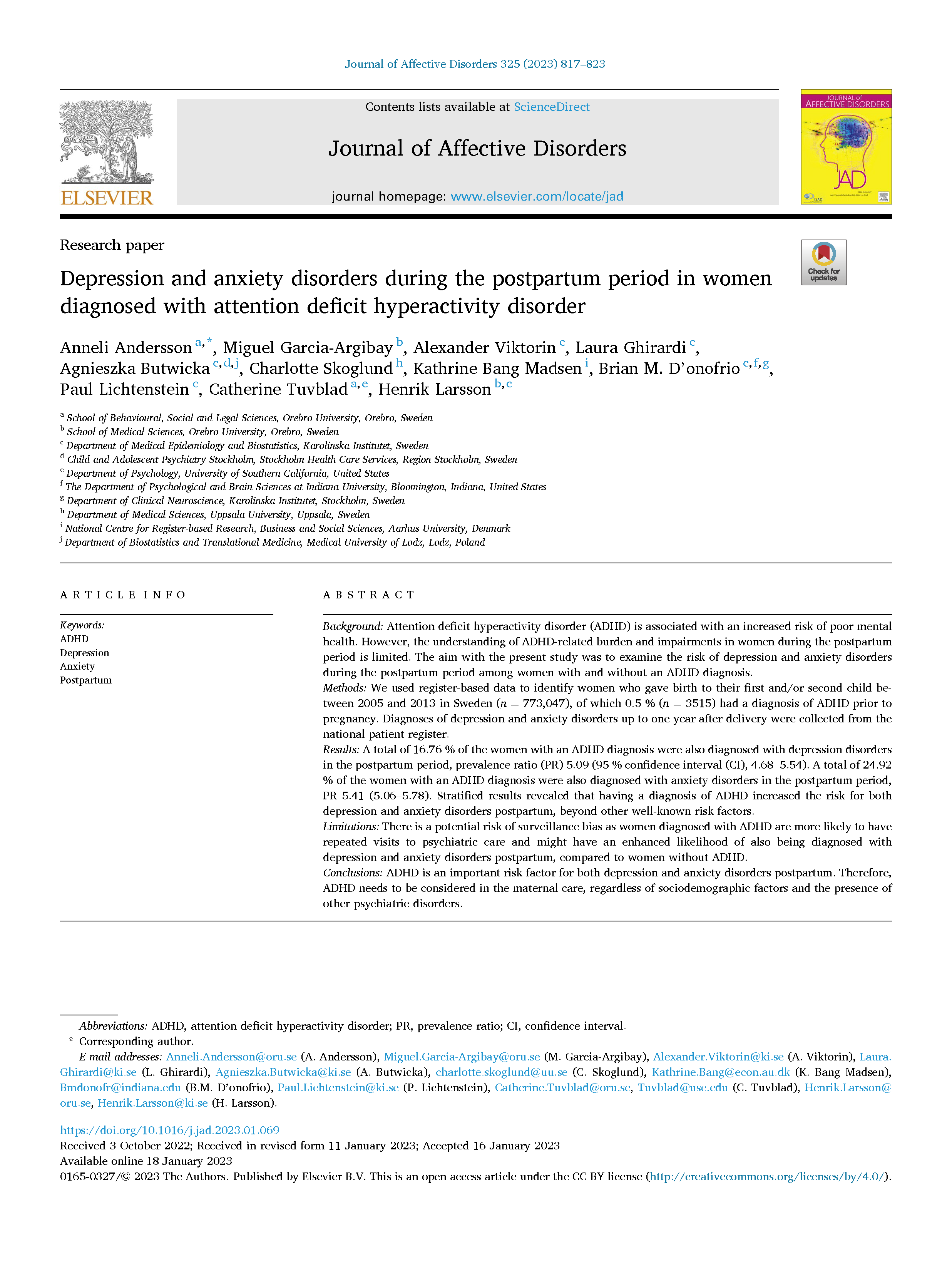 Postpartum depression and ADHD